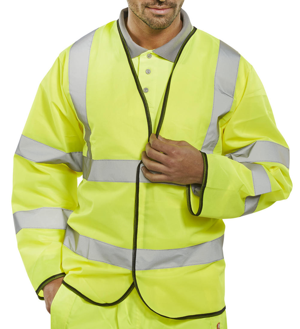 Beeswift Men's High Visibility Long Sleeve Jerkin Yellow