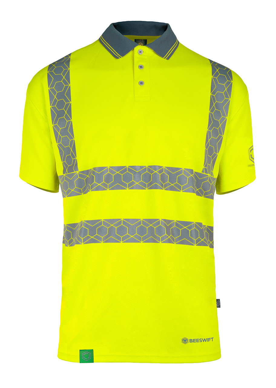 Beeswift Envirowear Men's Hi Vis Polo Shirt Short Sleeve Yellow